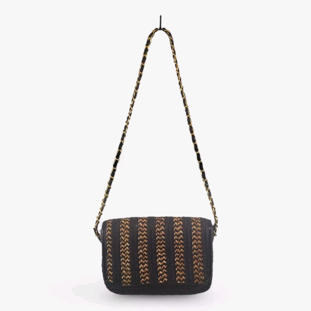 Deena &‎ Ozzy Wheat Straw Paille De Ble Shoulder Bag Golden Chain Woven - Picture 15 of 16